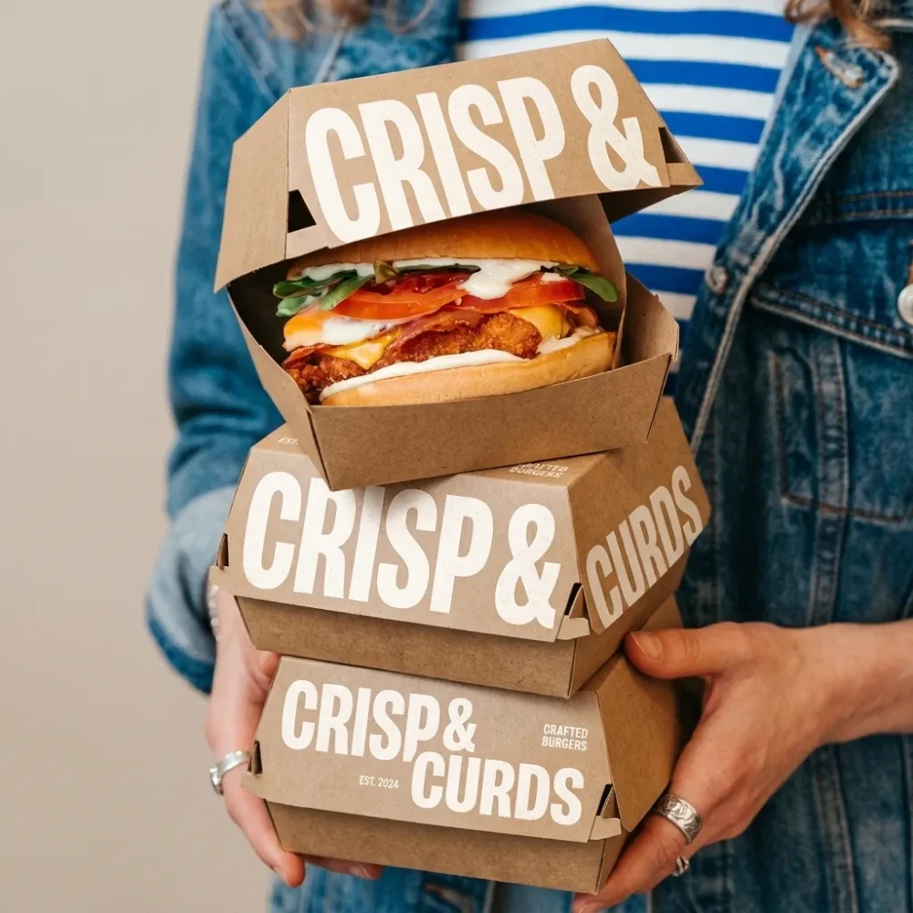 hamburgerbox kraft bedruckt logo 4